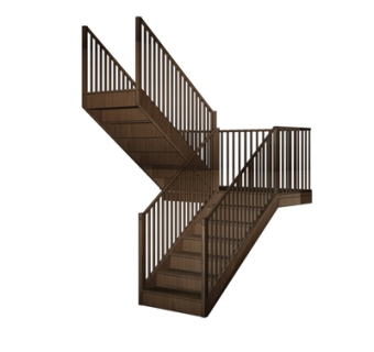 现代实木楼梯su模型