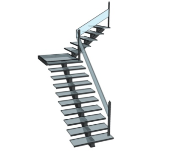 现代转角楼梯su模型