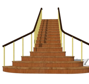 现代实木楼梯su模型