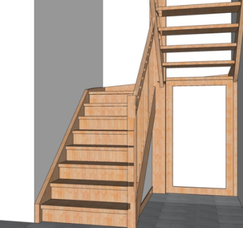 现代转角楼梯su模型