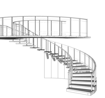 现代旋转楼梯su模型