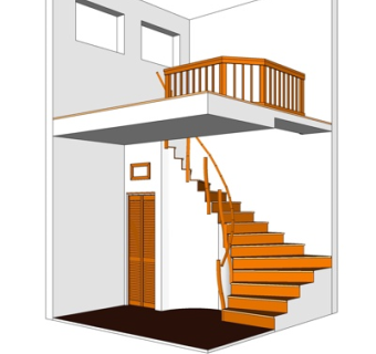 现代实木楼梯su模型