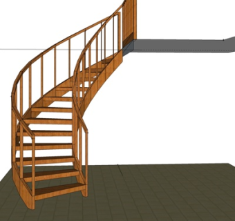 现代实木楼梯su模型