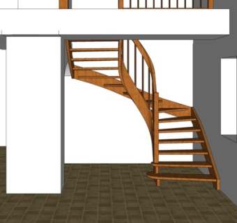 现代实木楼梯su模型