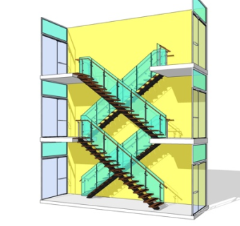 现代实木楼梯su模型
