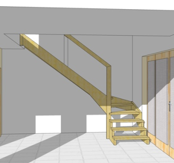 现代实木楼梯su模型