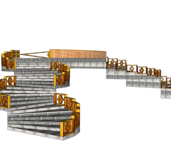 欧式古典瓷砖楼梯su模型