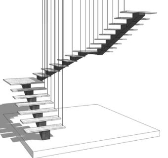 现代转角楼梯su模型