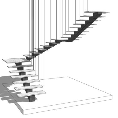 现代转角楼梯su模型