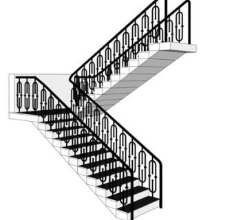 现代瓷砖楼梯su模型