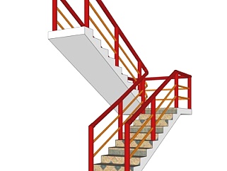 现代瓷砖楼梯su模型