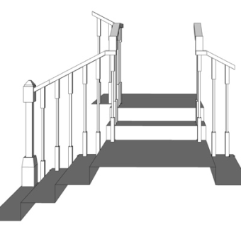 现代转角楼梯su模型