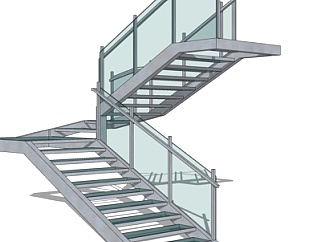 <em>现代铁艺</em>楼梯su模型