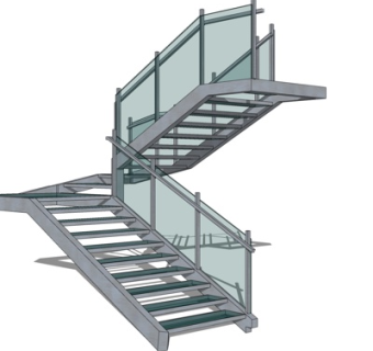 现代铁艺楼梯su模型