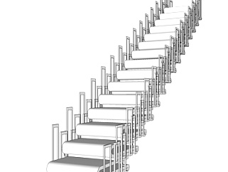 现代<em>直行</em>楼梯su模型