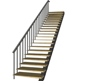 现代实木楼梯su模型