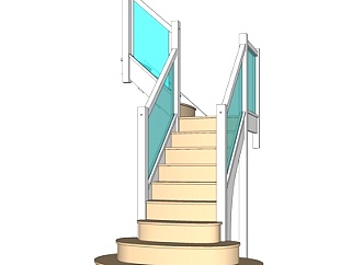 现代玻璃楼梯su模型