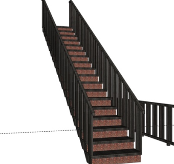 现代直行楼梯su模型