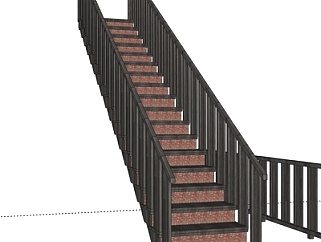 现代直行楼梯su模型