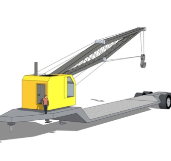 现代施工工地吊车su模型