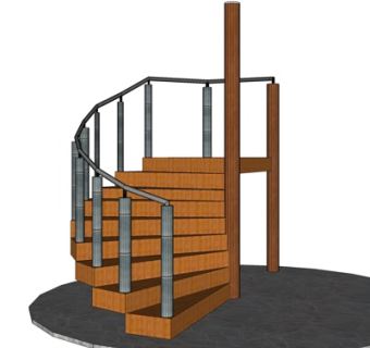 现代实木楼梯su模型