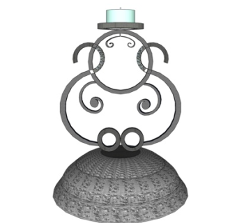 欧式铁艺烛台灯su模型