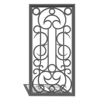 现代铁艺屏风su模型