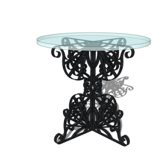 欧式玻璃茶几su模型