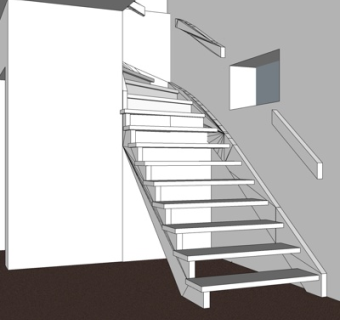 现代实木楼梯su模型