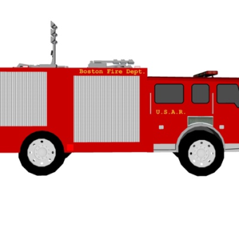 现代消防车su模型