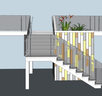 现代玻璃楼梯su模型