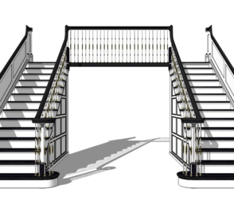 欧式瓷砖楼梯su模型