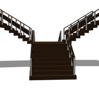 现代实木楼梯su模型