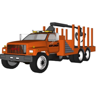 现代抓木运输车su模型