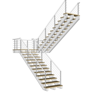 现代转角楼梯su模型