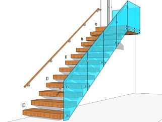 现代实木<em>楼梯su模型</em>