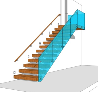 现代实木楼梯su模型