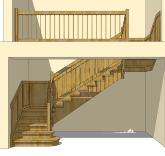 现代实木楼梯su模型