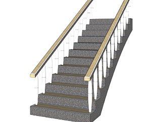 现代直行<em>楼梯su模型</em>