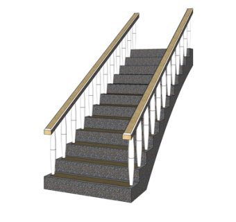 现代直行楼梯su模型