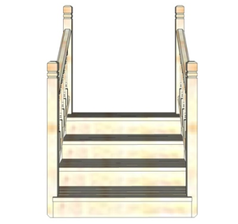 欧式瓷砖楼梯su模型