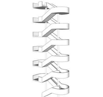 现代转角楼梯su模型