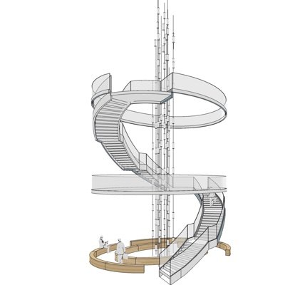 现代旋转楼梯su模型