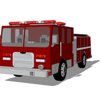 现代消防车su模型