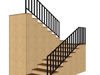 现代<em>实木转角</em>楼梯su模型