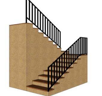 现代实木转角楼梯su模型