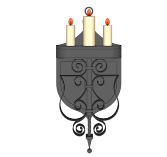 欧式铁艺烛台壁灯su模型
