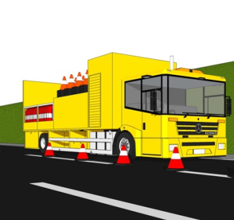 现代道路施工车su模型