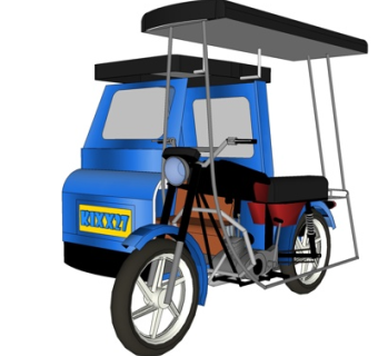 现代三轮摩托车su模型