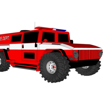 现代消防车su模型